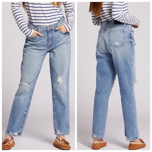 NWT Current/Elliott Original THE BOYFRIEND JEANs blue distressed - Picture 1 of 13